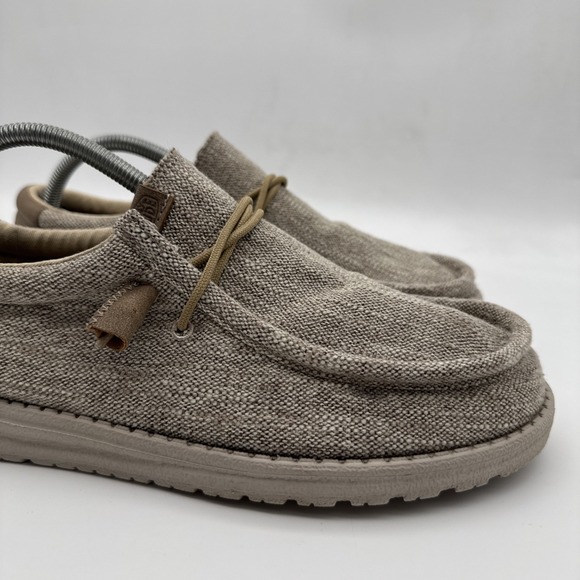 Hey Dude Wally Ascend Woven Walnut Brown Slip On Unisex Men's 9/Womens 11 Shoes - Picture 13 of 15